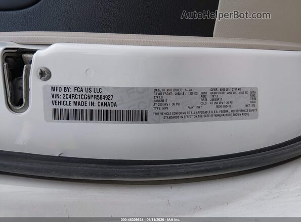 2C4RC1CG6PR564927 2023 CHRYSLER VOYAGER White Շարժիչի բաժամունքի տեսք