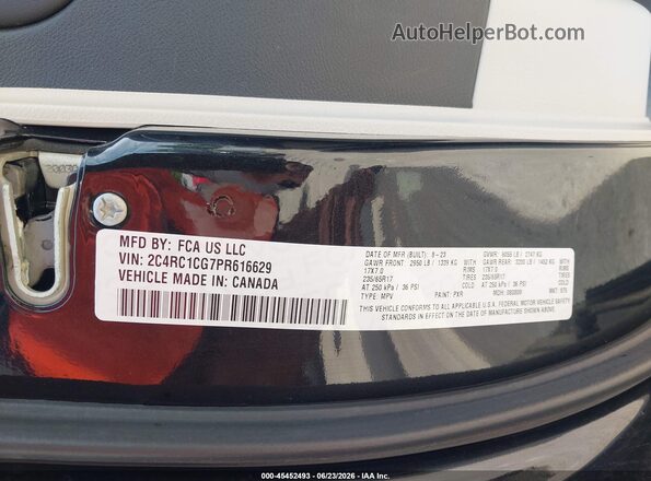 2C4RC1CG7PR616629 2023 CHRYSLER VOYAGER Черный Вид подкапотного пространства