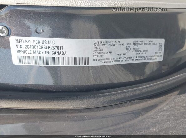 2C4RC1CG8LR237617 2020 CHRYSLER VOYAGER Gray Engine compartment view