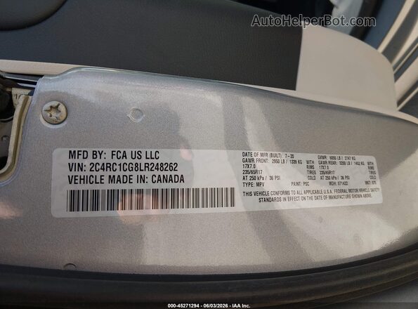 2C4RC1CG8LR248262 2020 CHRYSLER VOYAGER Silver 