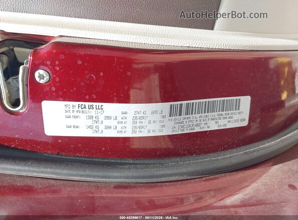 2C4RC1DG0JR148667 2018 CHRYSLER PACIFICA Красный Вид подкапотного пространства