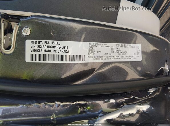 2C4RC1DG0MR545641 2021 CHRYSLER VOYAGER Gray Widok komory silnika
