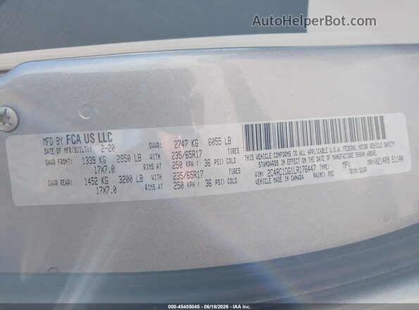 2C4RC1DG1LR176447 2020 CHRYSLER VOYAGER Silver Engine compartment view