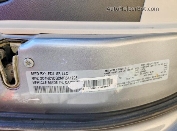 2C4RC1DG2MR541798 2021 CHRYSLER VOYAGER Silver VIN sticker view