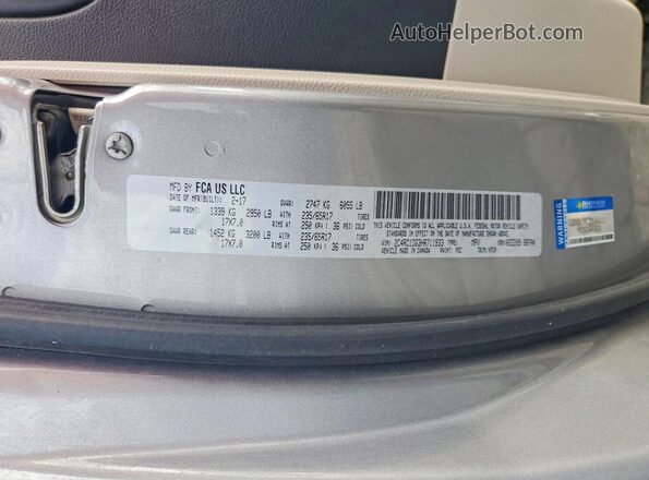 2C4RC1DG3HR711933 2017 CHRYSLER PACIFICA Серебряный Вид наклейки с VIN-кодом