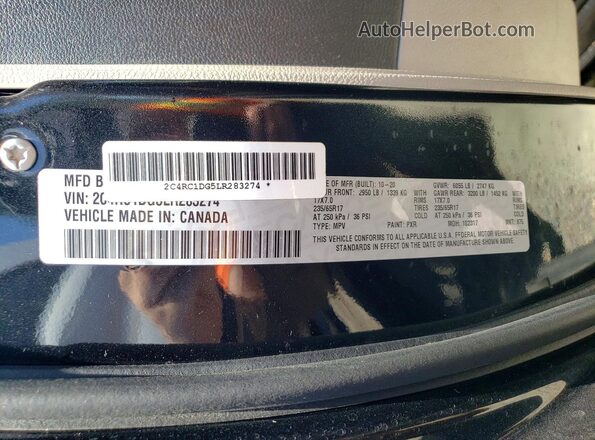 2C4RC1DG5LR283274 2020 CHRYSLER VOYAGER Black Вид наклейки з VIN-кодом