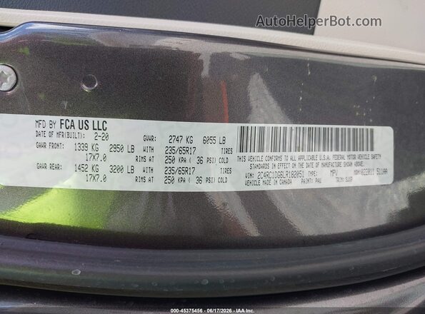 2C4RC1DG6LR182051 2020 CHRYSLER VOYAGER Серый Вид подкапотного пространства