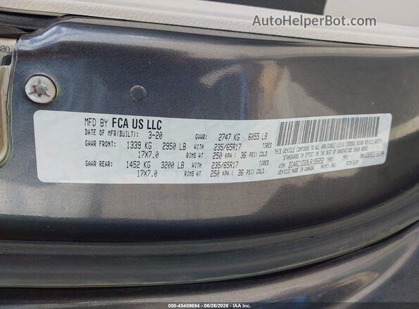 2C4RC1DG9LR195652 2020 CHRYSLER VOYAGER Gray Engine compartment view