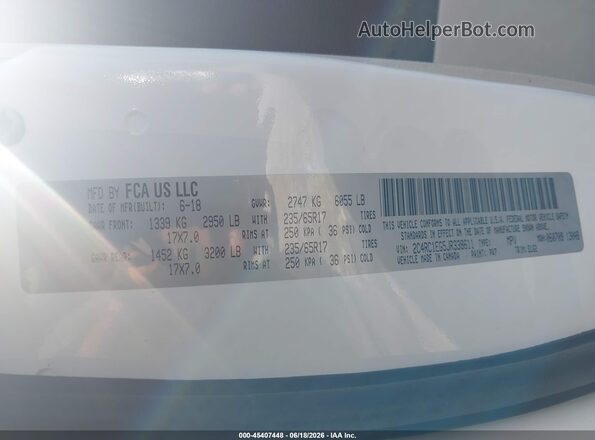 2C4RC1EG5JR338611 2018 CHRYSLER PACIFICA White Vista del compartimento del motor