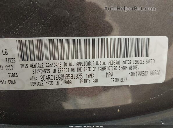 2C4RC1EG9HR591375 2017 CHRYSLER PACIFICA Gray 