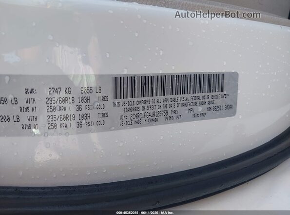2C4RC1FG4JR125759 2018 CHRYSLER PACIFICA Белый Вид подкапотного пространства