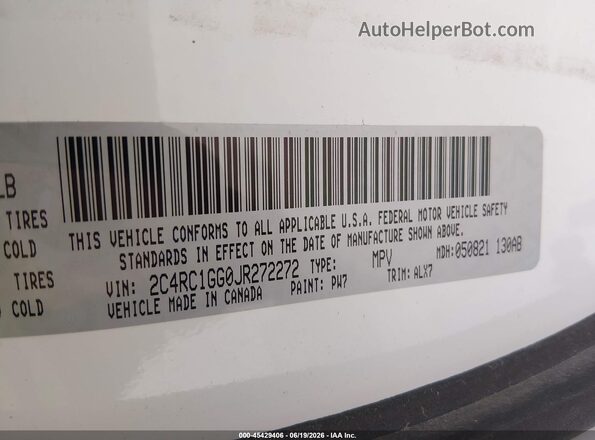 2C4RC1GG0JR272272 2018 CHRYSLER PACIFICA White Շարժիչի բաժամունքի տեսք