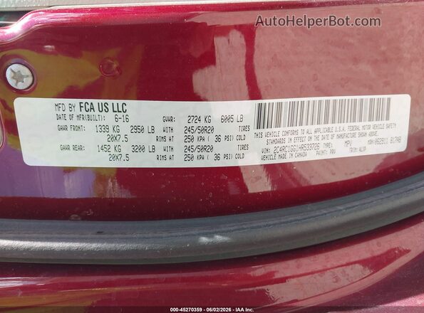 2C4RC1GG1HR533726 2017 CHRYSLER PACIFICA Burgundy Вид підкапотного простору