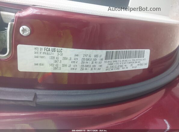 2C4RC1GG1JR276055 2018 CHRYSLER PACIFICA Burgundy ძრავის განყოფილების ხედი