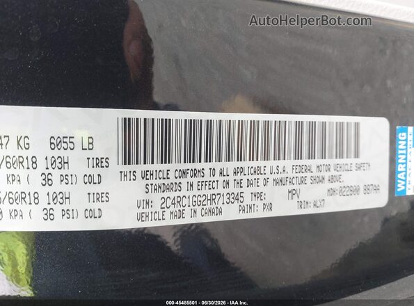 2C4RC1GG2HR713345 2017 CHRYSLER PACIFICA Black Շարժիչի բաժամունքի տեսք