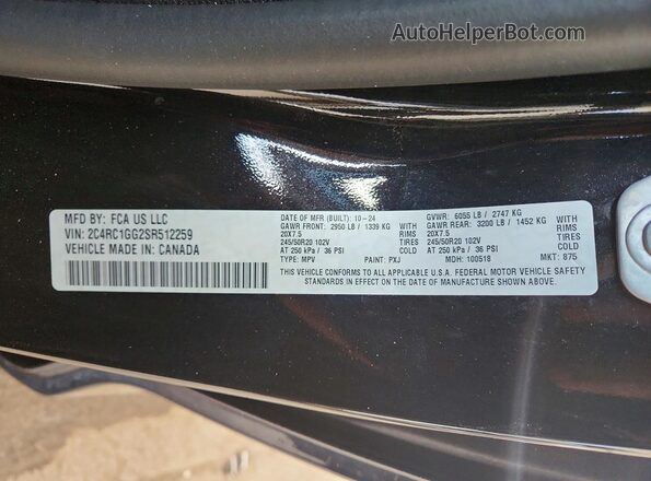 2C4RC1GG2SR512259 2025 CHRYSLER PACIFICA Black Вид наклейки з VIN-кодом