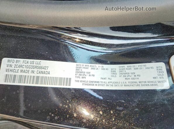 2C4RC1GG3SR566427 2025 CHRYSLER PACIFICA Black VIN կոդի պիտակի տեսք