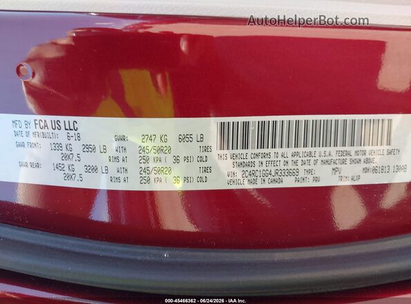 2C4RC1GG4JR333669 2018 CHRYSLER PACIFICA Красный Вид подкапотного пространства