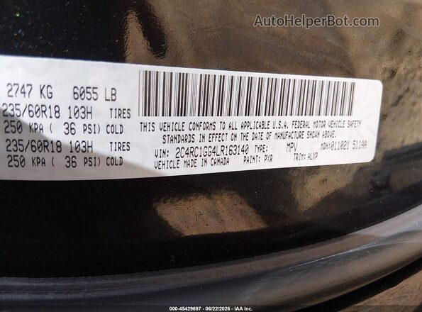 2C4RC1GG4LR163140 2020 CHRYSLER PACIFICA Черный Вид подкапотного пространства
