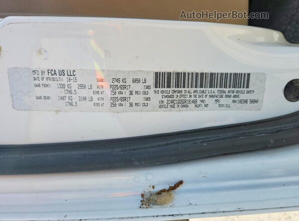 2C4RC1GG5GR191468 2016 CHRYSLER TOWN White Widok naklejki z numerem VIN