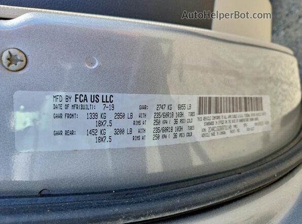 2C4RC1GG5KR731149 2019 CHRYSLER PACIFICA Silver Vista de la etiqueta del VIN