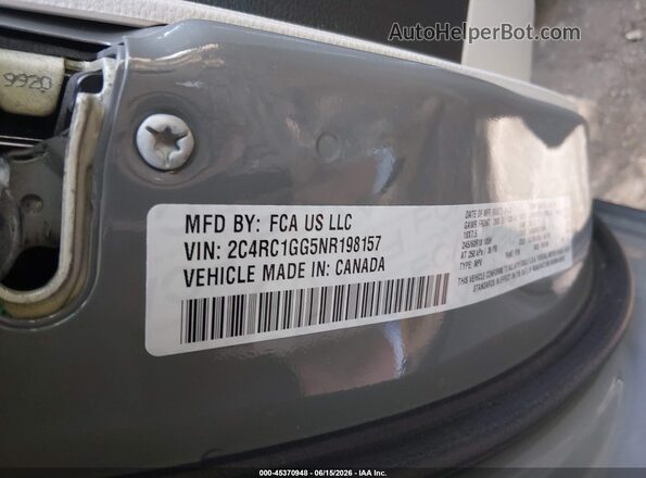 2C4RC1GG5NR198157 2022 CHRYSLER PACIFICA Gray ძრავის განყოფილების ხედი