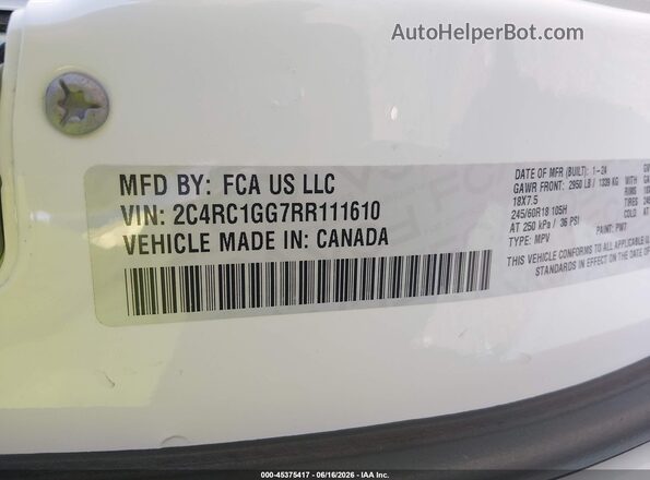 2C4RC1GG7RR111610 2024 CHRYSLER PACIFICA White Вид підкапотного простору