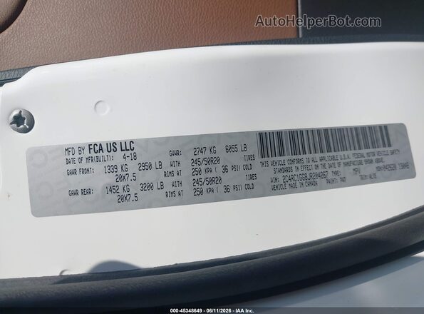 2C4RC1GG8JR204267 2018 CHRYSLER PACIFICA White Vista del compartimento del motor