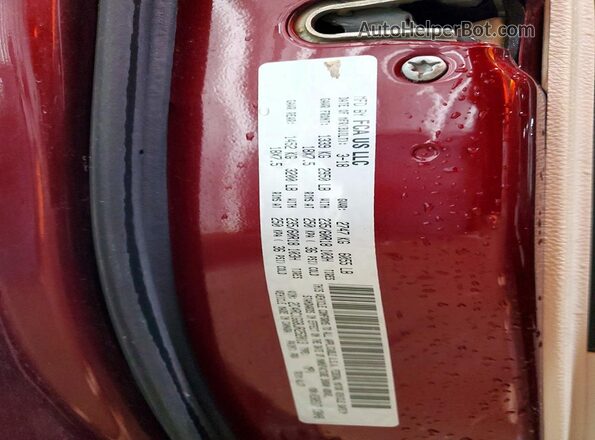 2C4RC1GG8JR252013 2018 CHRYSLER PACIFICA Maroon VIN კოდის სტიკერის ხედი