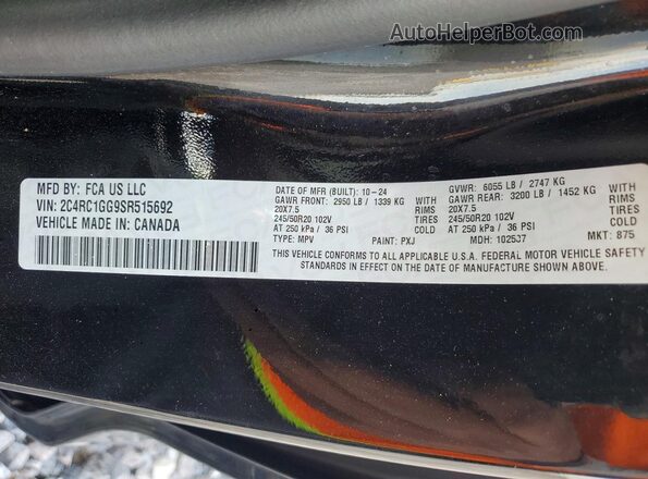 2C4RC1GG9SR515692 2025 CHRYSLER PACIFICA Черный Вид наклейки с VIN-кодом