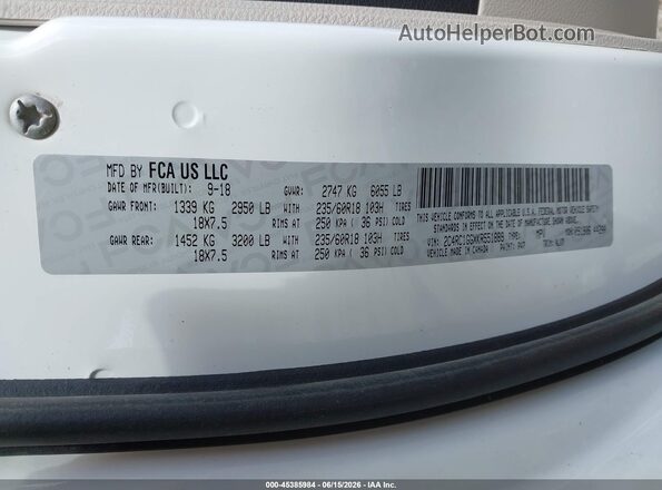 2C4RC1GGXKR551889 2019 CHRYSLER PACIFICA White ძრავის განყოფილების ხედი