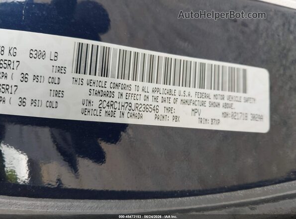 2C4RC1H79JR236546 2018 CHRYSLER PACIFICA Blue Widok komory silnika
