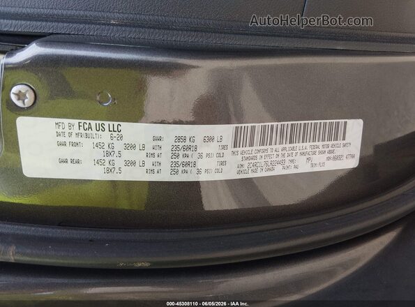 2C4RC1L76LR224493 2020 CHRYSLER PACIFICA Gray Вид підкапотного простору