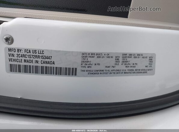 2C4RC1S72RR153447 2024 CHRYSLER PACIFICA White Вид підкапотного простору