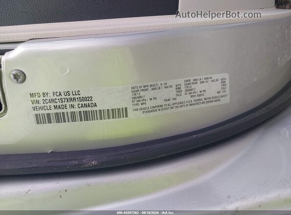 2C4RC1S7XRR150022 2024 CHRYSLER PACIFICA Silver Vista del compartimento del motor