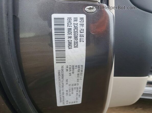2C4RC3GG0NR135236 2022 CHRYSLER PACIFICA Gray VIN კოდის სტიკერის ხედი
