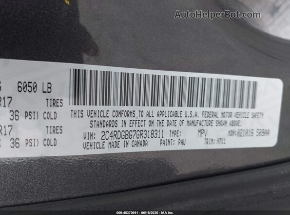 2C4RDGBG7GR318311 2016 DODGE GRAND CARAVAN Black Շարժիչի բաժամունքի տեսք