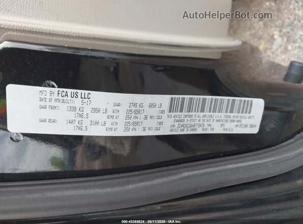 2C4RDGCG0HR773470 2017 DODGE GRAND CARAVAN Black Engine compartment view