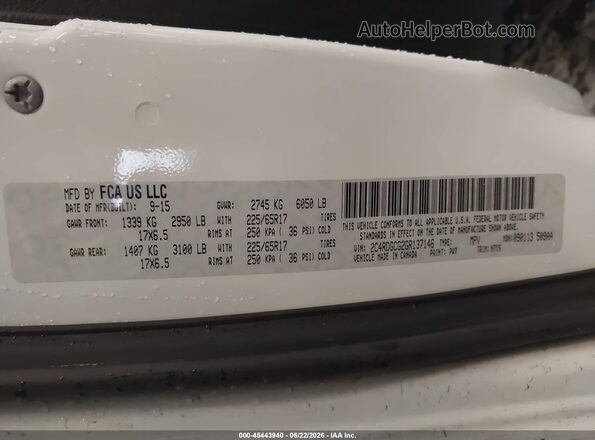 2C4RDGCG2GR137146 2016 DODGE GRAND CARAVAN White Engine compartment view