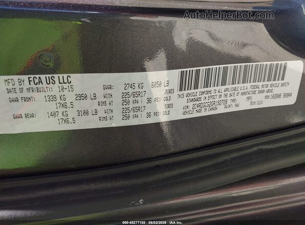 2C4RDGCG2GR192728 2016 DODGE GRAND CARAVAN Gray Вид підкапотного простору