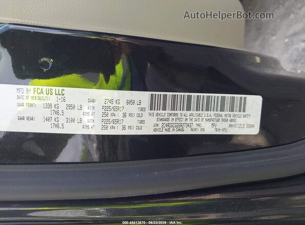 2C4RDGCG2GR273437 2016 DODGE GRAND CARAVAN Black Widok komory silnika