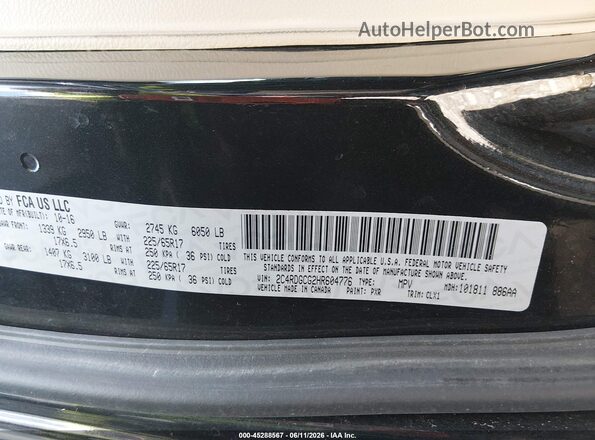 2C4RDGCG2HR604776 2017 DODGE GRAND CARAVAN Black Widok komory silnika