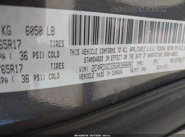 2C4RDGCG5GR388081 2016 DODGE GRAND CARAVAN Gray Շարժիչի բաժամունքի տեսք