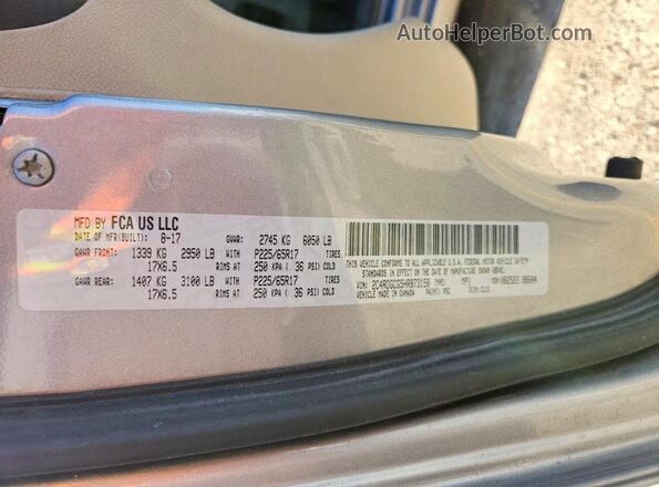 2C4RDGCG5HR873158 2017 DODGE GRAND Silver VIN կոդի պիտակի տեսք