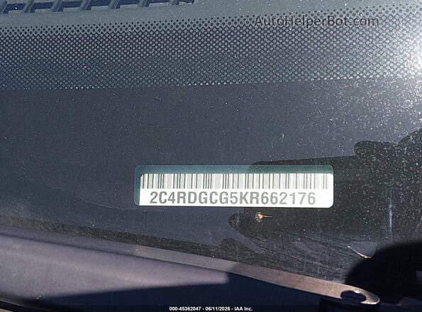 2C4RDGCG5KR662176 2019 DODGE GRAND CARAVAN Black 