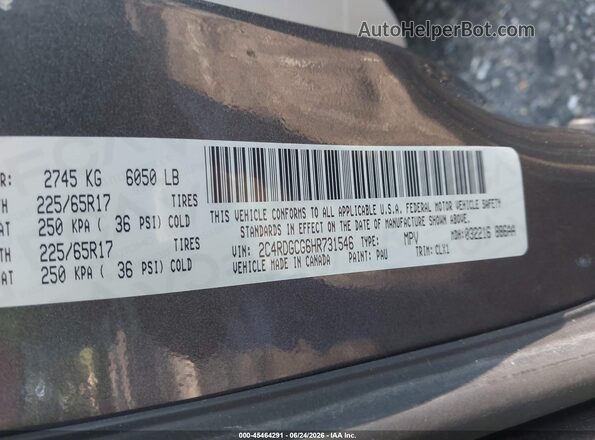 2C4RDGCG6HR731546 2017 DODGE GRAND CARAVAN Gray Engine compartment view