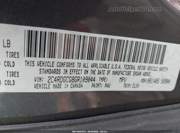 2C4RDGCG8GR109044 2016 DODGE GRAND CARAVAN Черный Вид подкапотного пространства