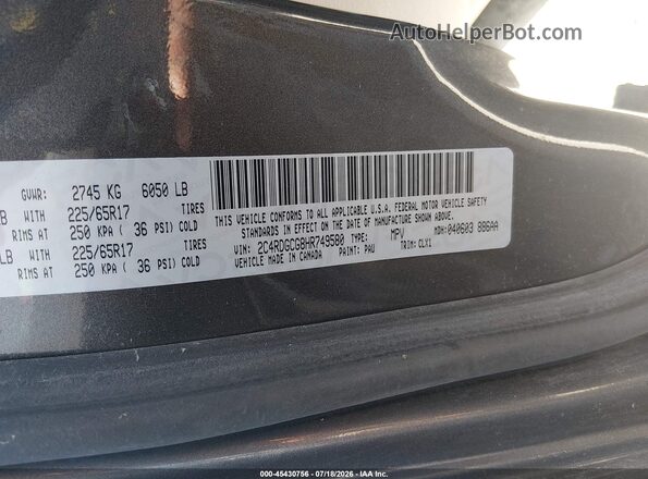 2C4RDGCG8HR749580 2017 DODGE GRAND CARAVAN Gray Engine compartment view