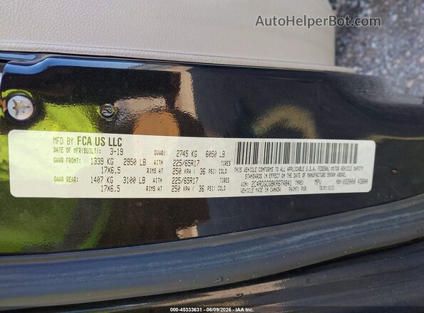 2C4RDGCG8KR674841 2019 DODGE GRAND CARAVAN Black Вид підкапотного простору
