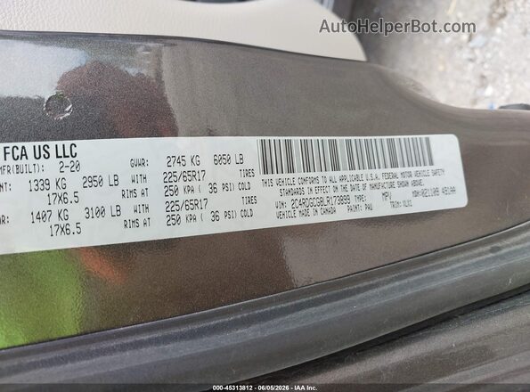 2C4RDGCG8LR173899 2020 DODGE GRAND CARAVAN Gray Engine compartment view